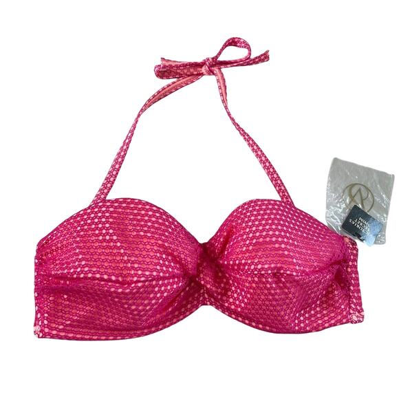 Victoria’s Secret NWT Crochet Twist Bandeau Push Size 34D Pink Halter Tie - Picture 1 of 6